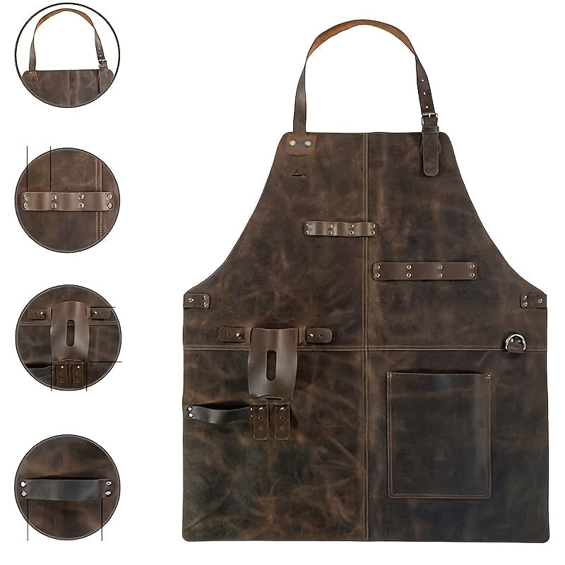 European and American Vintage PU Leather Apron