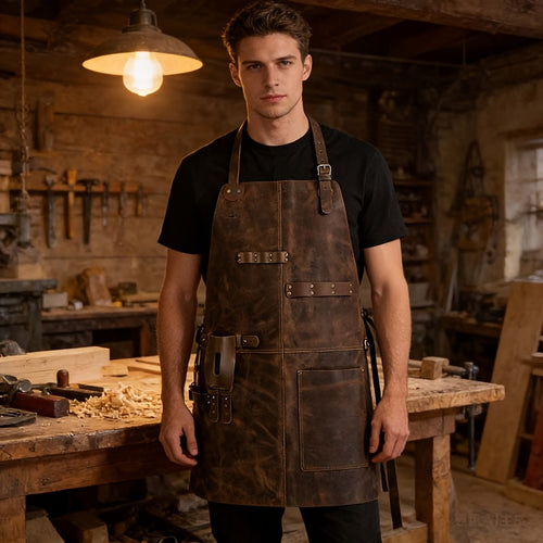 European and American Vintage PU Leather Apron
