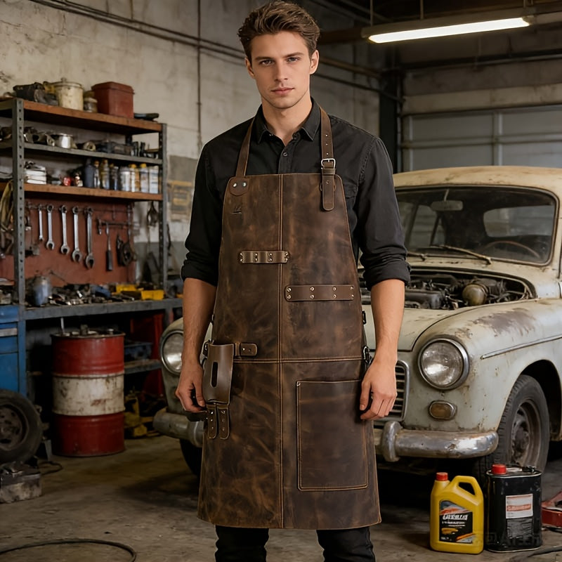 European and American Vintage PU Leather Apron