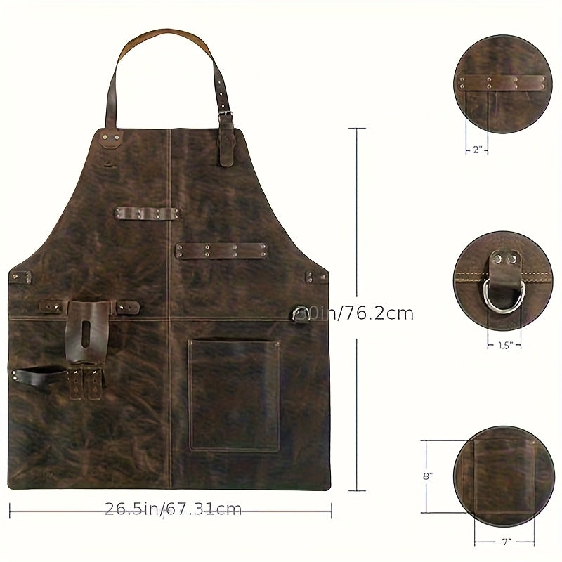 European and American Vintage PU Leather Apron