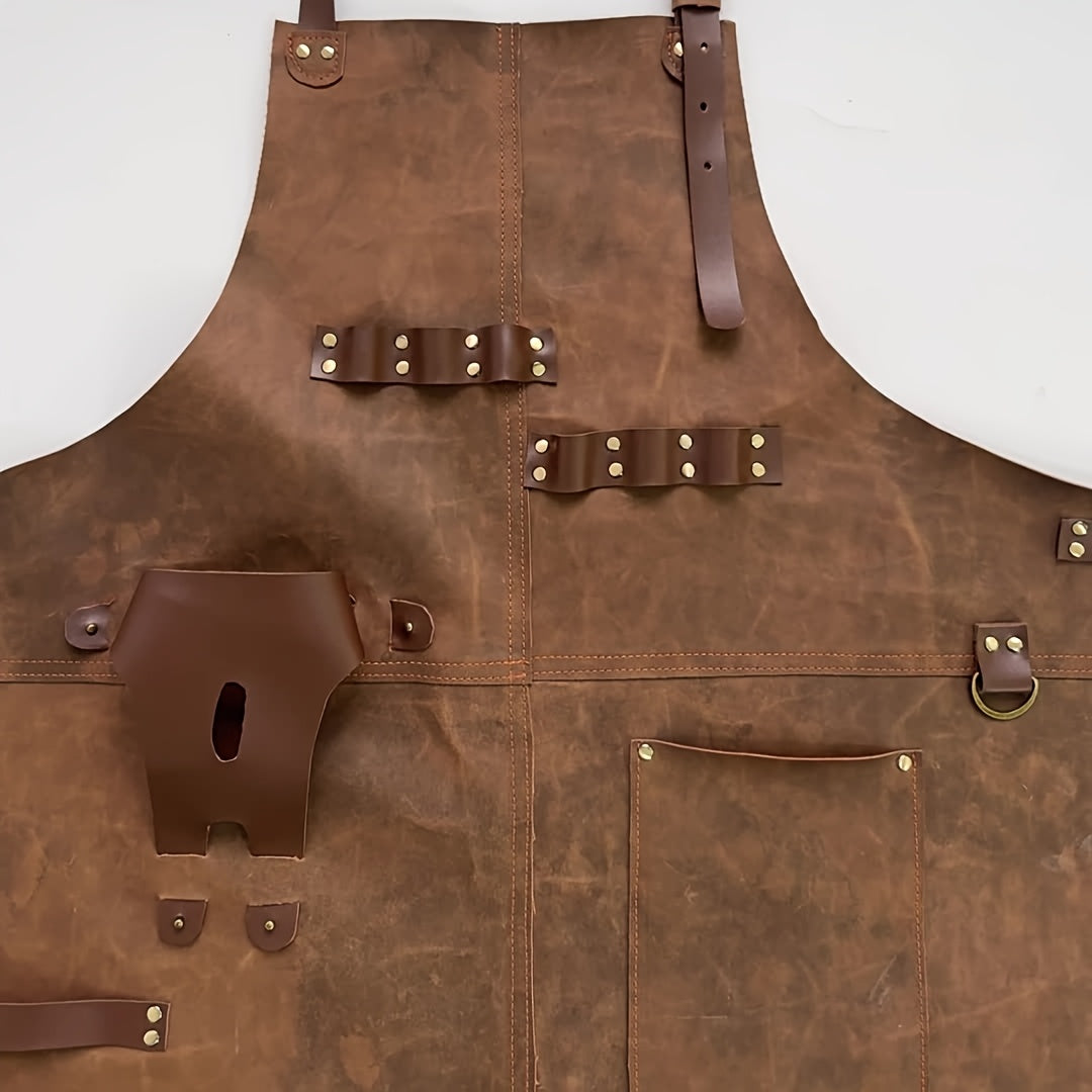 European and American Vintage PU Leather Apron